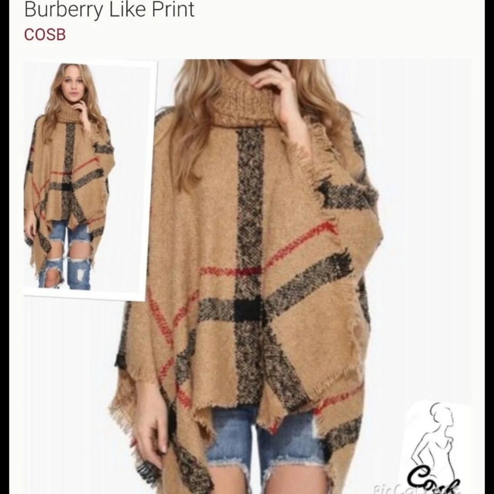 Turtleneck knit ponchos